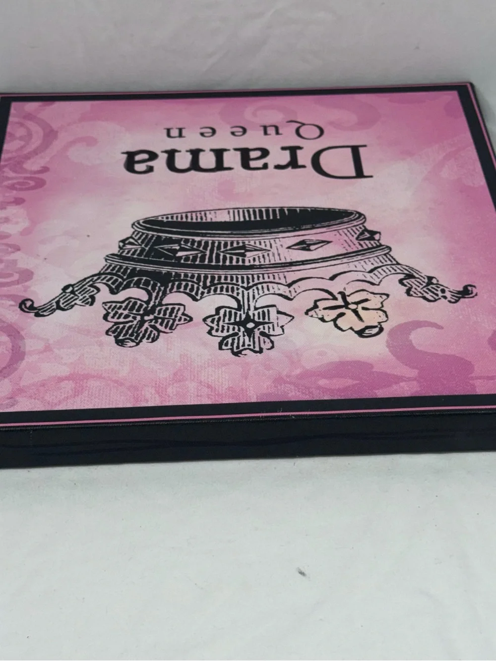 Drama Queen Pink Crown Wall Art Vintage Style Square Frame Girls Room Decor